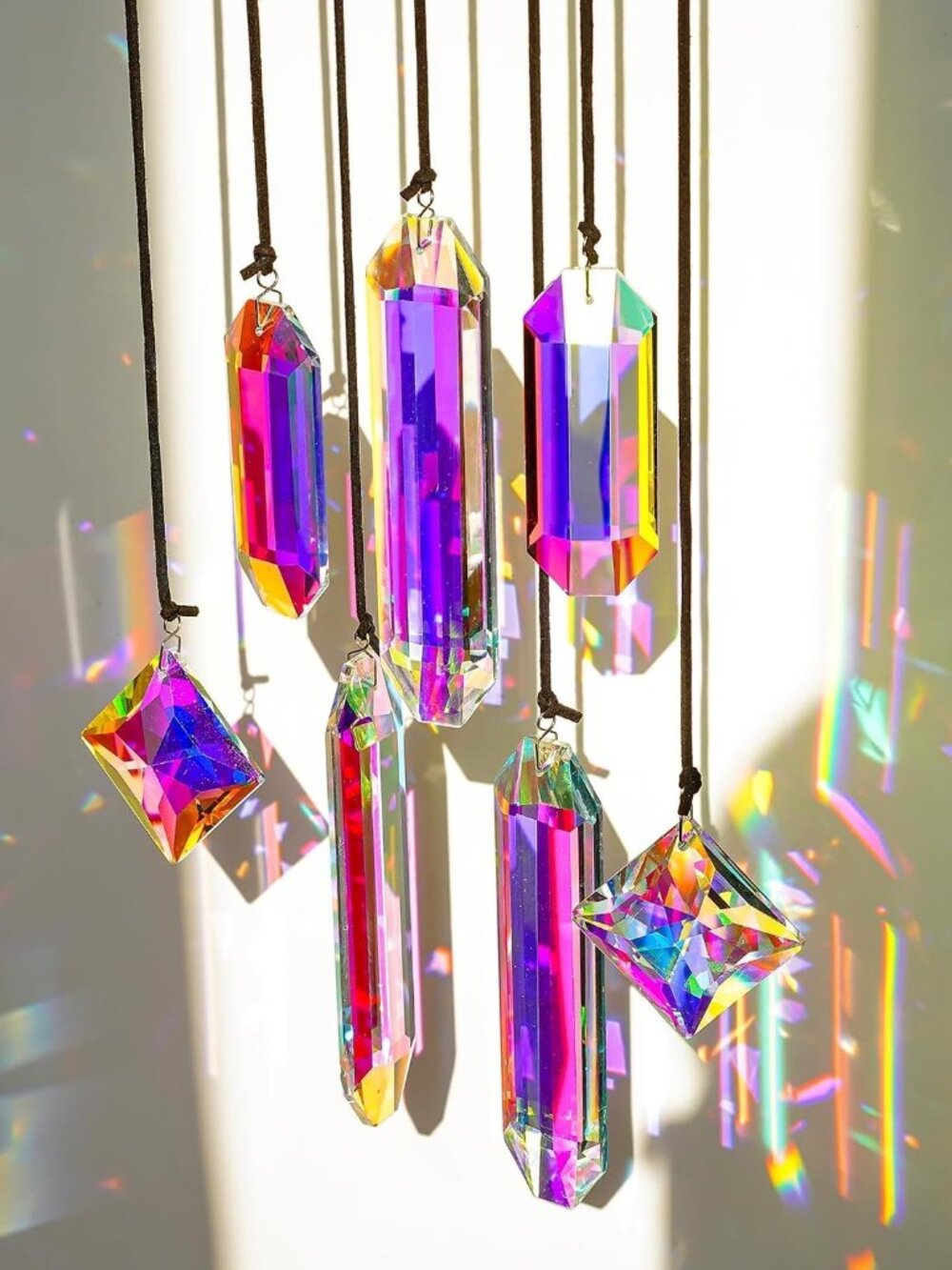 Set 7 Crystal Sun Catcher Prisms AB Colored Suncatcher Crystals for Window